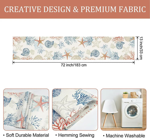 Chemin de table lin motif ocean style nautique