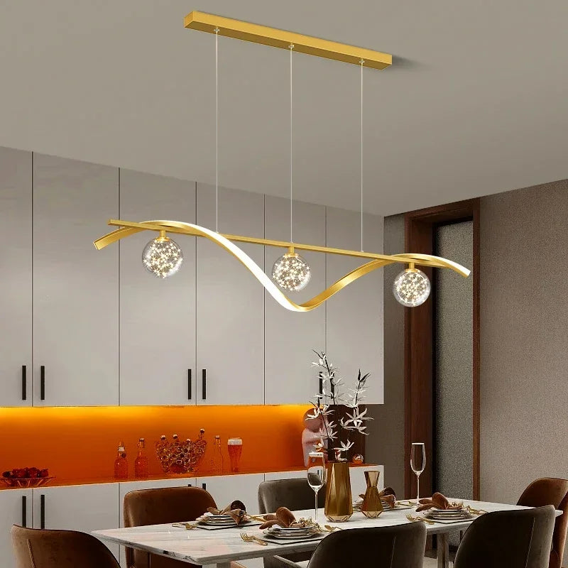 suspension led minimalistes en verre gradation luminaire domestique - vue 3 sur 8