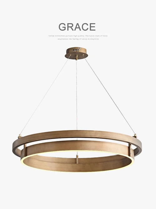 lustre nordique en bronze brossé avec suspension led - vue 2 sur 9
