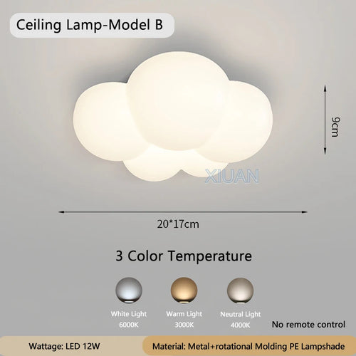 applique murale moderne en forme de nuage blanc pour intérieur - vue 9 sur 12