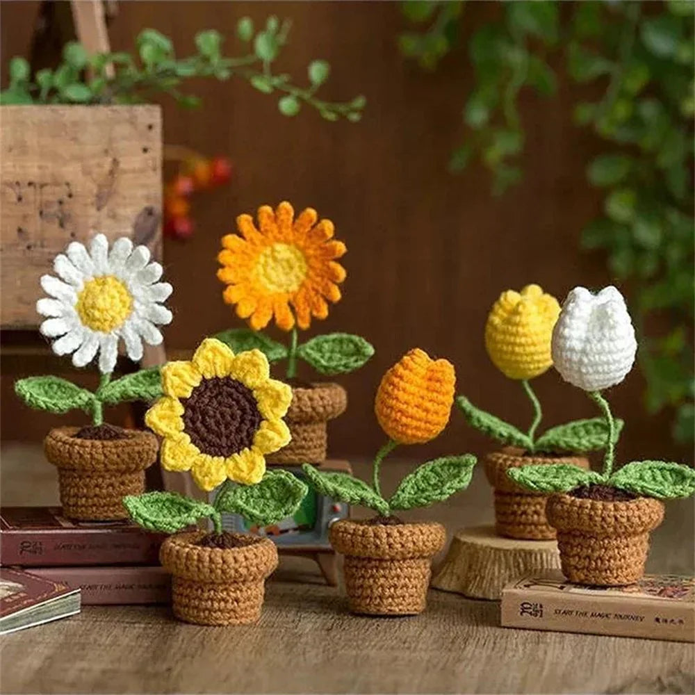 plante en pot tricotée à la main pour cadeau décoratif de saint valentin - vue 4 sur 19