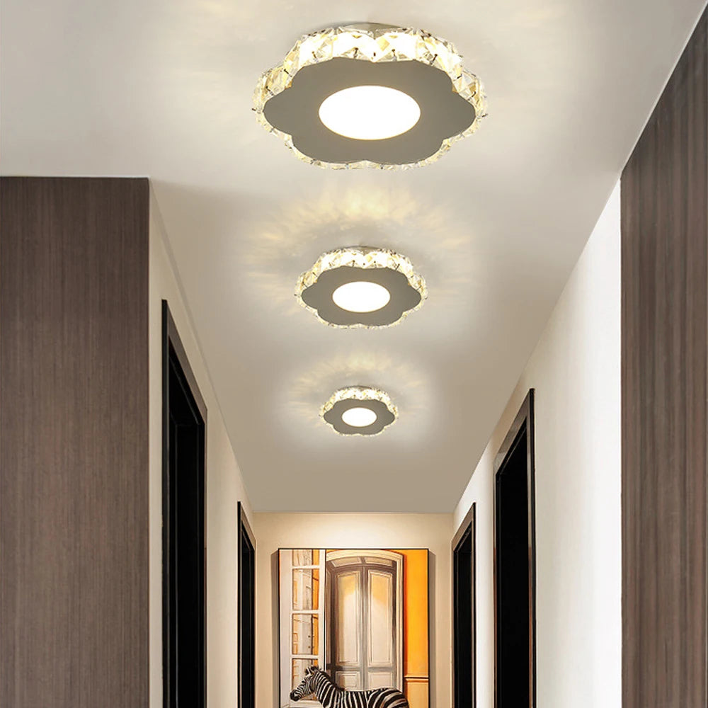 lustre cristal led moderne maison couloir balcon - vue 4 sur 8
