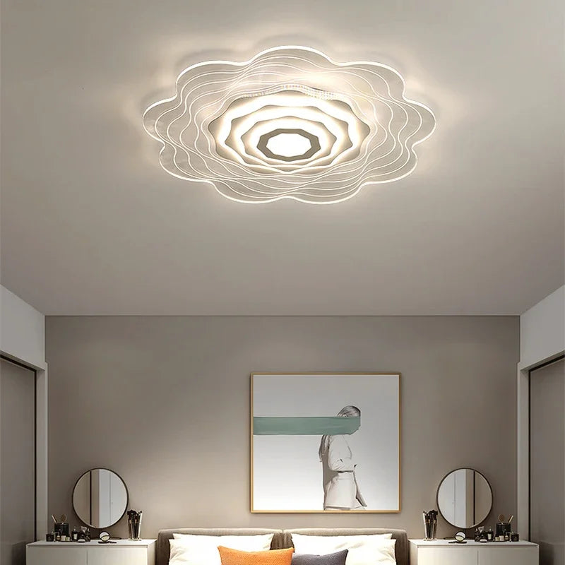 plafonnier led moderne en forme de fleur décoratif pour la maison - vue 6 sur 9