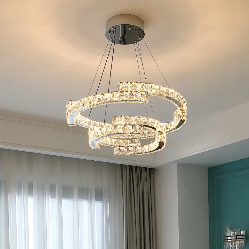 suspension led en cristal style nordique décoratif - vue 4 sur 13