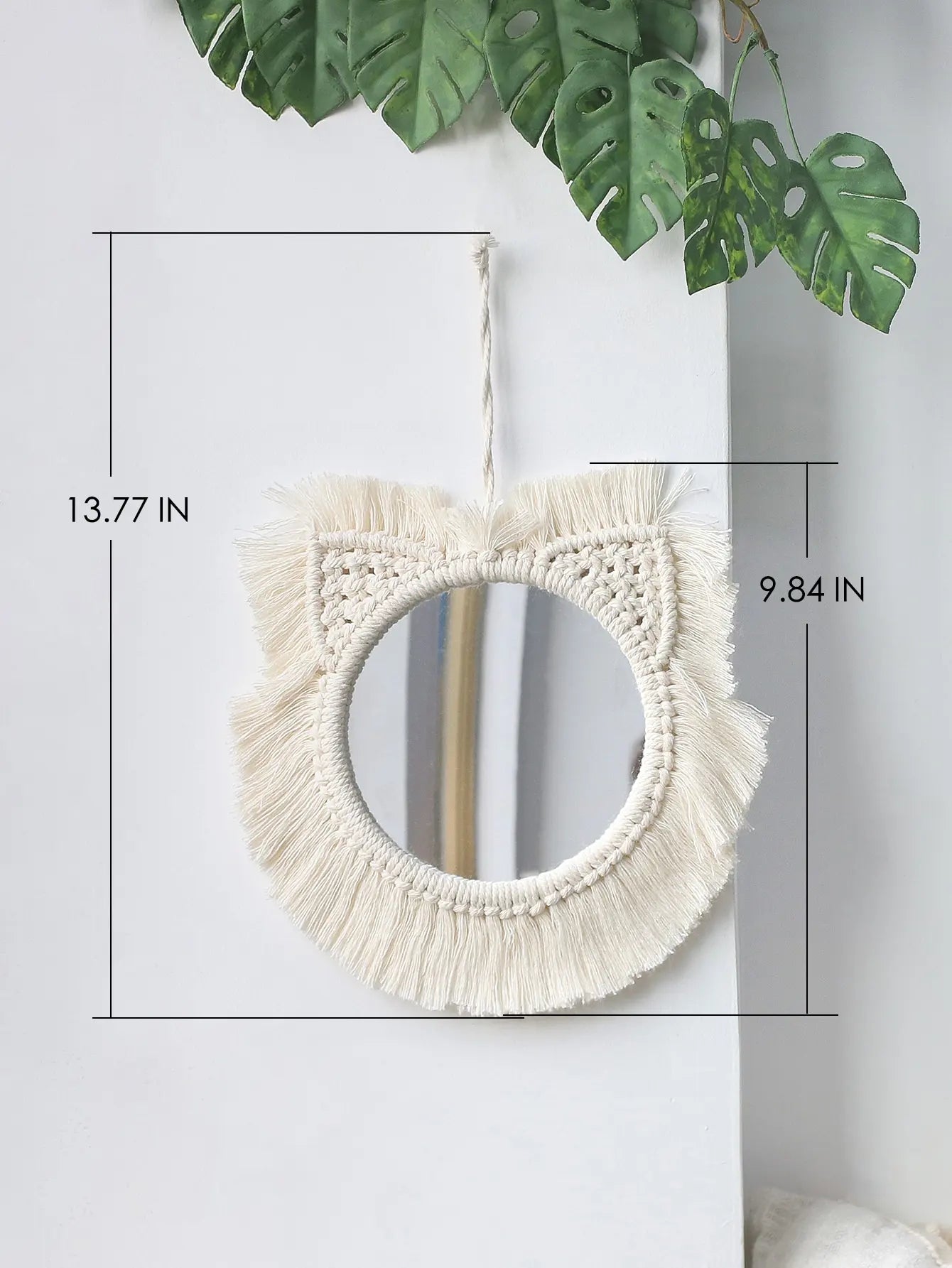 miroir décoratif boho en macramé pour décoration murale artisanale - vue 7 sur 13