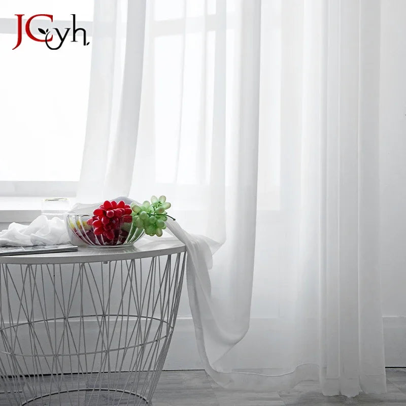Voilage tulle moderne semi transparent pour salon chambre - vue 4 sur 7