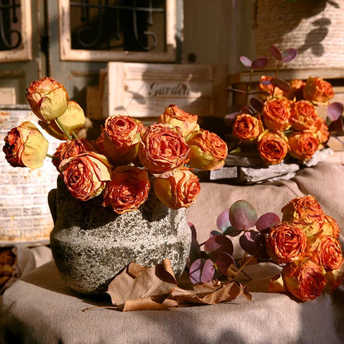 bouquet de roses artificielles en soie décorations rétro pour divers espaces - vue 3 sur 9