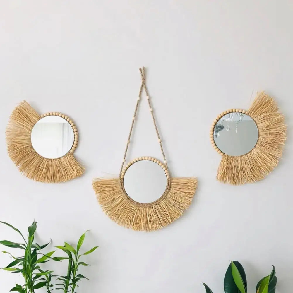miroir suspendu en paille acrylique design et pratique - vue 5 sur 10