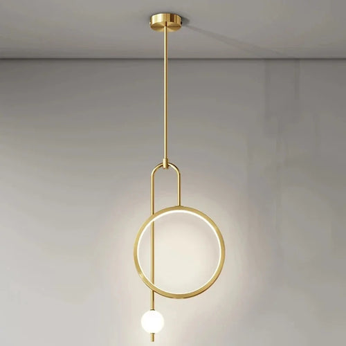 Gold Ring Pendant Light Modern Ball Led Hanging Lamp Bedroom Bedside Nordic Living Room Home Decor Background Lighting - vue 4 sur 10