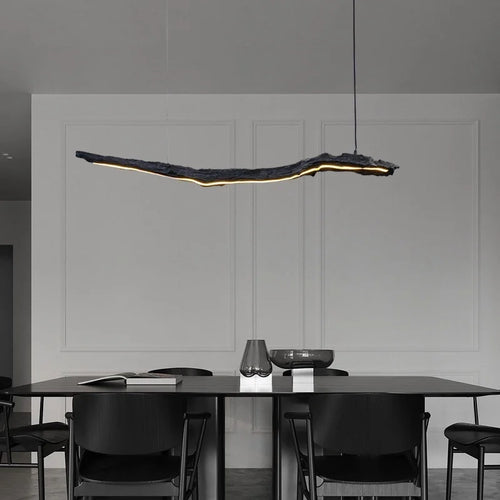 Personnalité nordique LED bandes lumineuses noir Restaurant Wabi-sabi lustre bureau chambre café salle d'exposition lampes suspendues - vue 4 sur 8