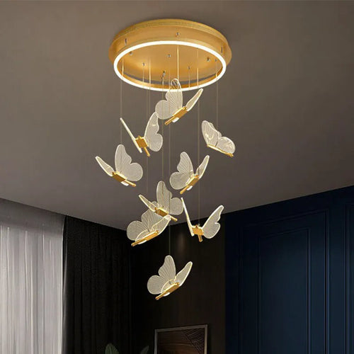 Lustre Papillon LED Acrylique Salle Escalier Suspension