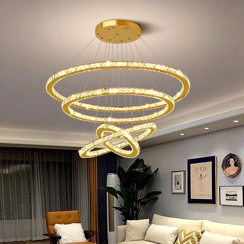 lustre moderne en cristal éclairage intérieur led suspendu