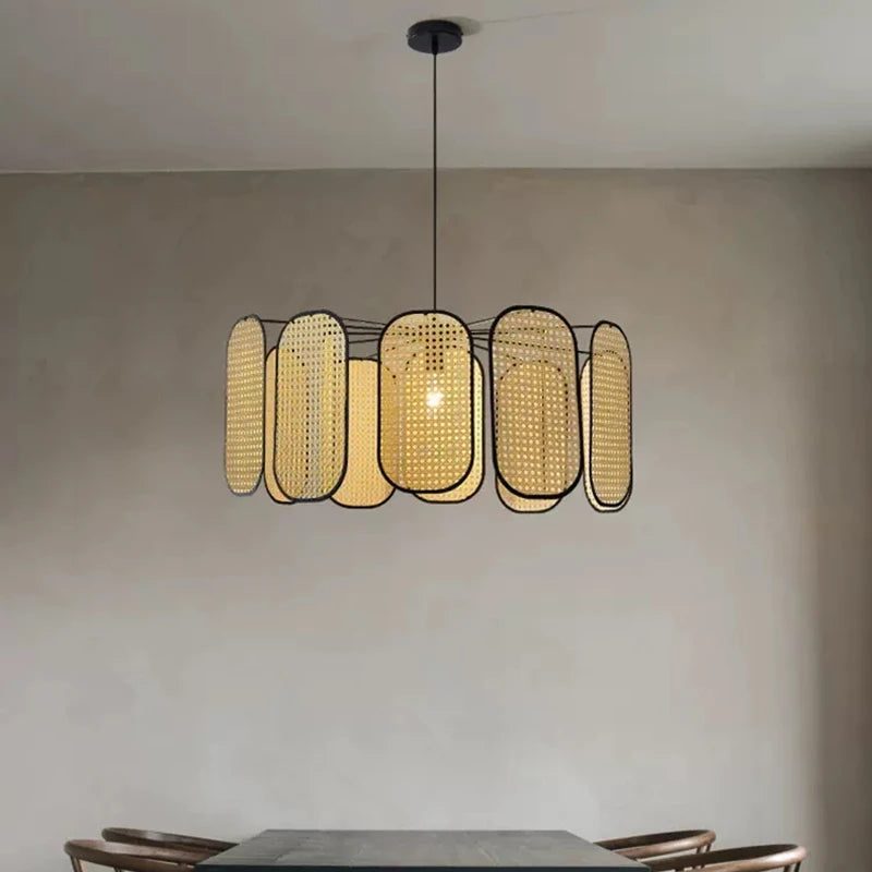 Suspension en rotin style chinois décoratif 	 modèle