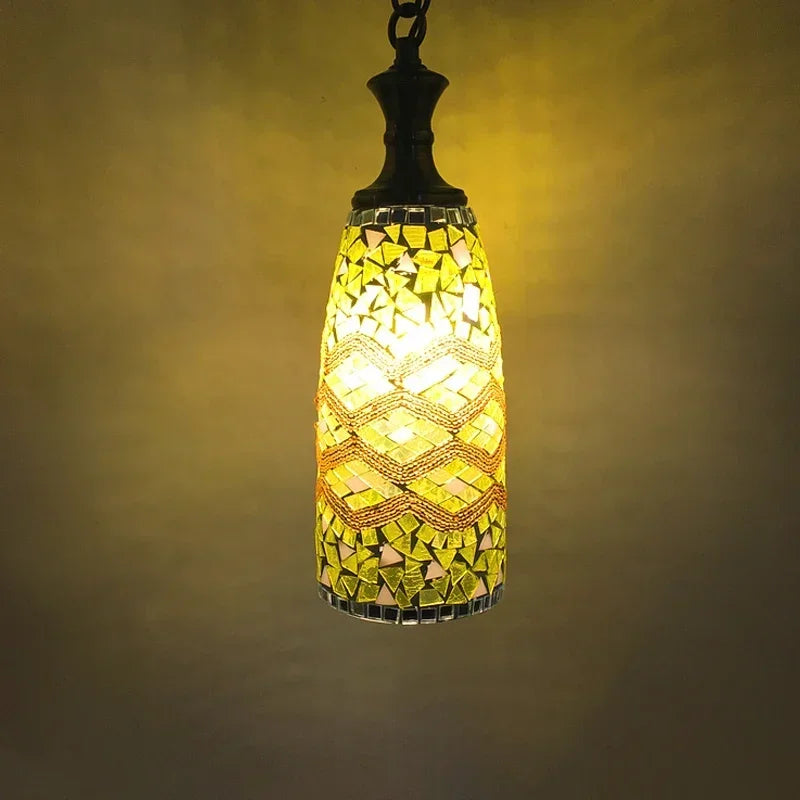 lustre bohème vintage en verre teinté pour décoration intérieure