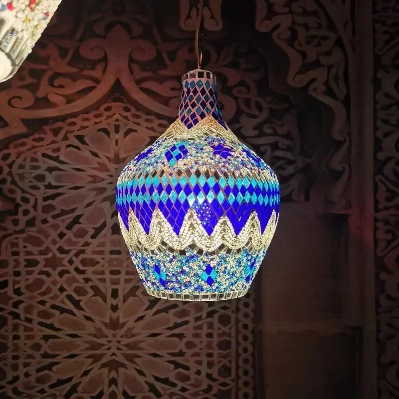lustre en vase d'art bohème pour décoration intérieure artisanale - vue 12 sur 13