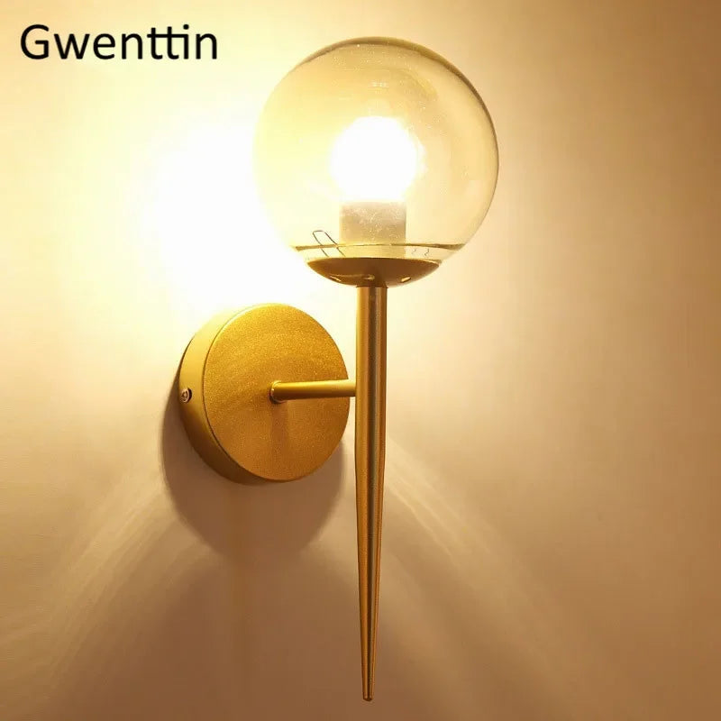 applique murale en verre boule éclairage led design nordique moderne - vue 8 sur 8