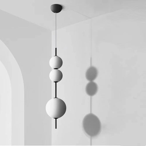 2024 LED White Glass Beads Pendant Chandelier Cafe Bar Bedroom Kitchen Round Ball Hanging Lighting Fixture Home Decor - vue 4 sur 9