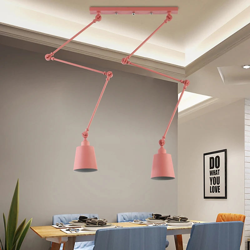 Suspension rotatives nordiques avec bras longs réglables salle à manger Restaurant café Bar lampe pliante éclairage de décoration intérieure E27