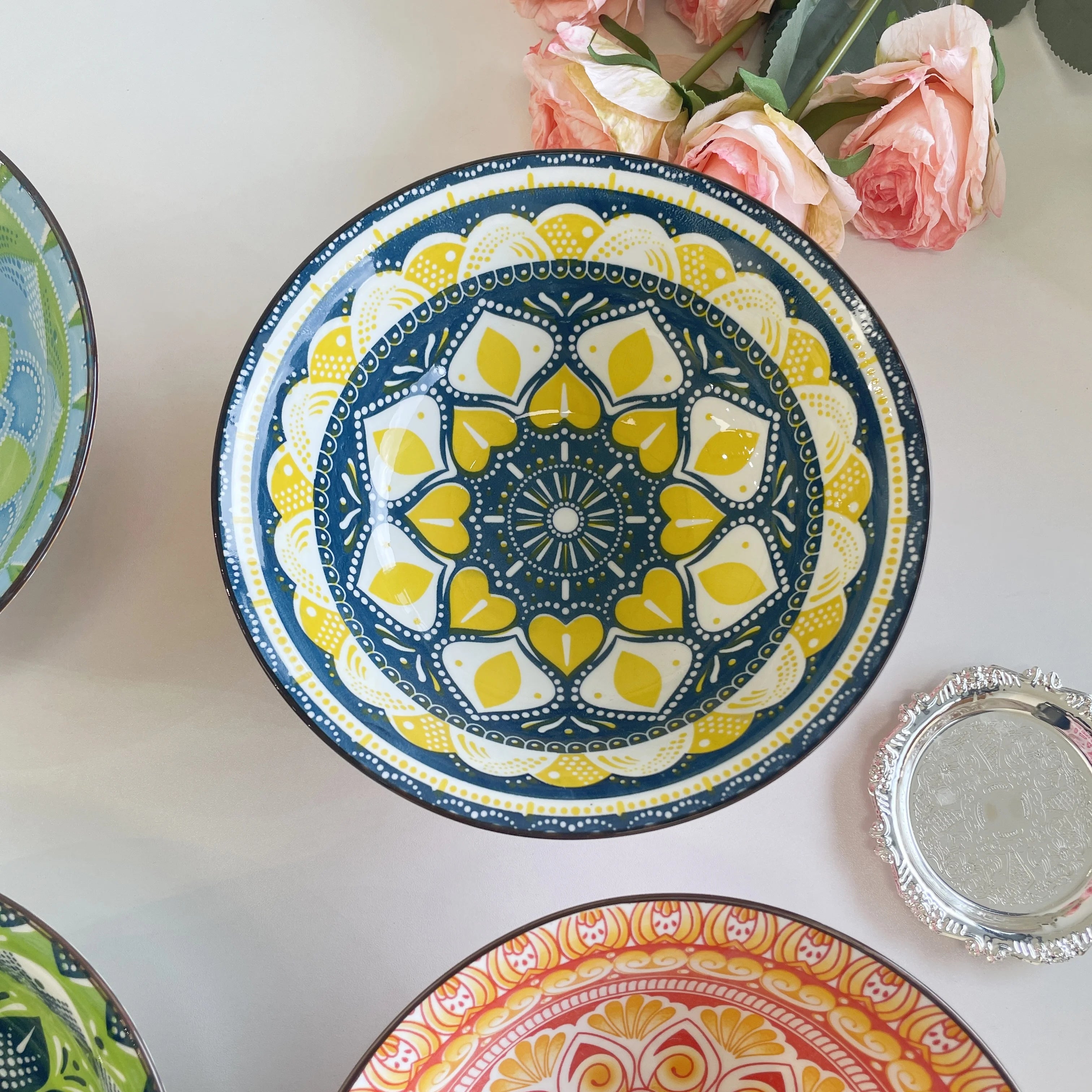 Bol soupe ceramique boheme motifs pour ramen salade