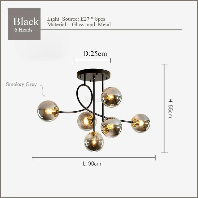 lustre led minimaliste moderne nordique en verre doré