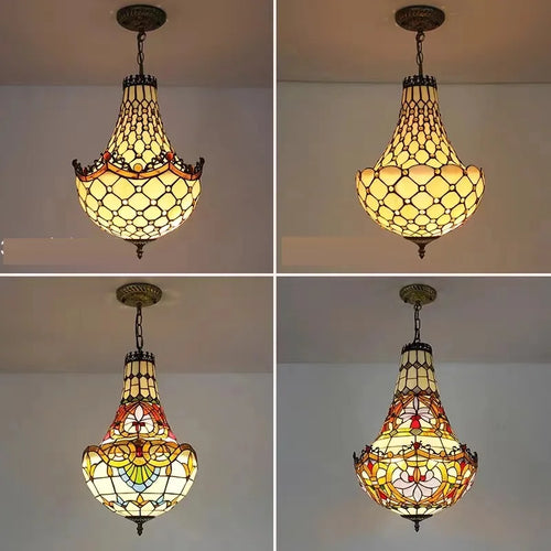 lustre méditerranéen vintage en vitrail tiffany