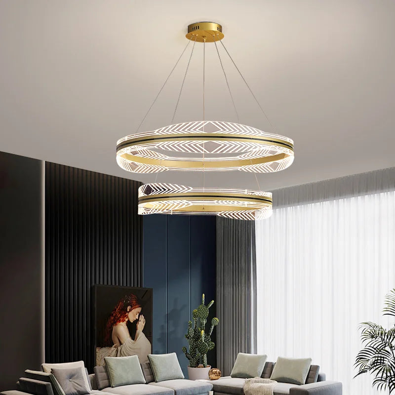 lustre moderne suspendu en or design nordique éclairage intérieur - vue 3 sur 12