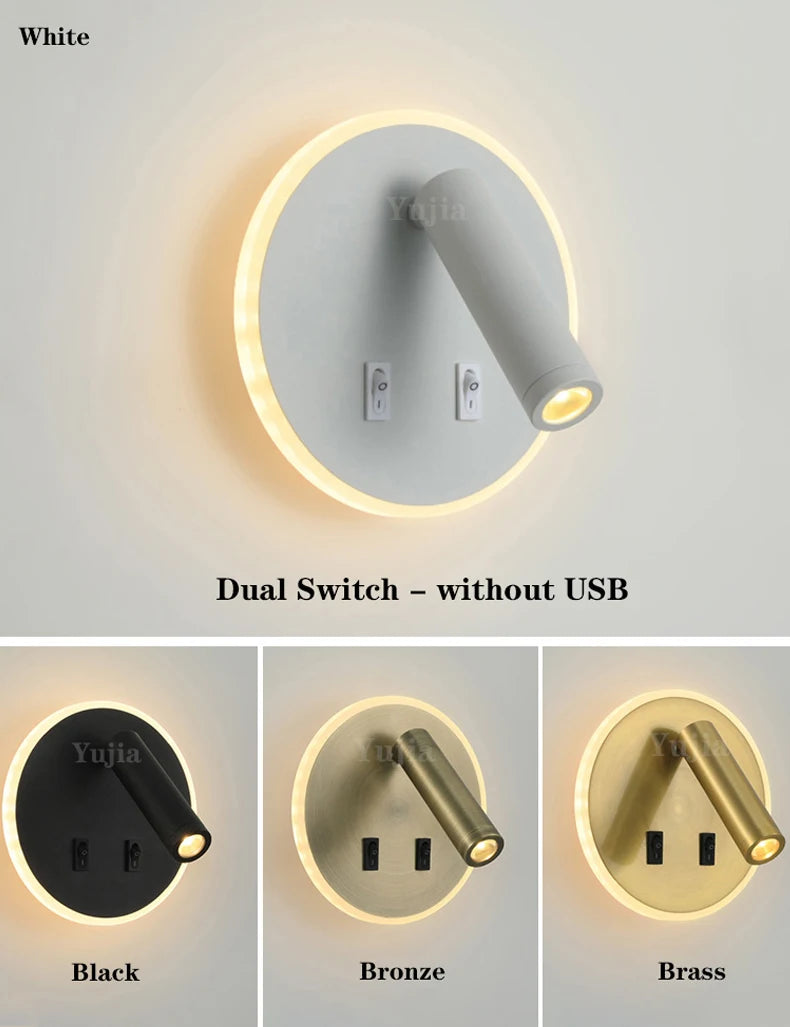 applique murale moderne avec ports usb et lampes de lecture réglables - vue 5 sur 16