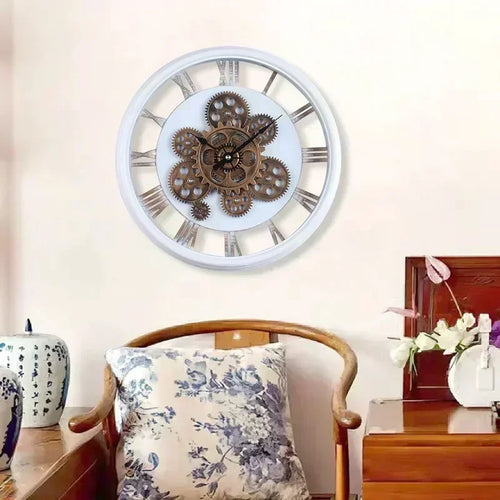 horloge murale industrielle avec engrenage rotatif silencieux - vue 7 sur 9