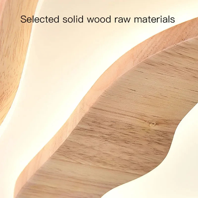 plafonnier led en bois nordique avec télécommande design moderne décoratif