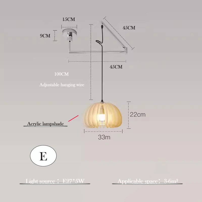 lustre minimaliste extensible rotatif avec bras pivotant pliable - vue 9 sur 13