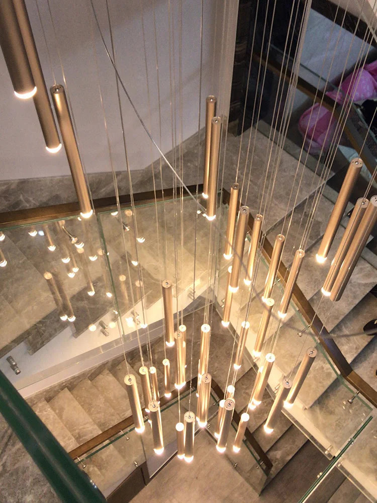 lustre minimaliste postmoderne en métal led double loft éclairage intérieur - vue 7 sur 17