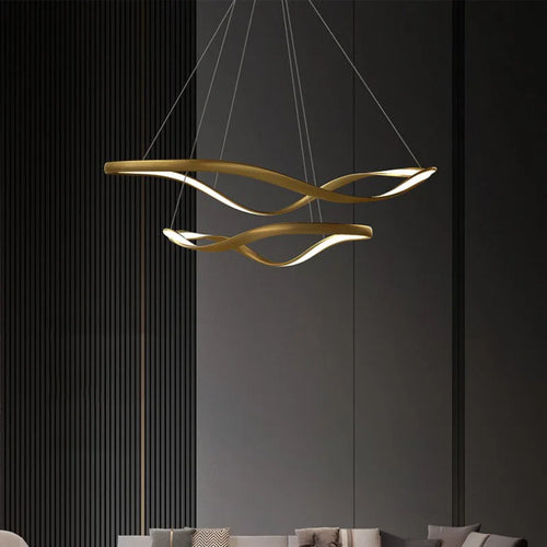 lustre led moderne aluminium anneau irrégulier simple réglable - vue 3 sur 21