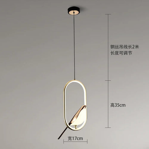 lustre nordique or acrylique avec oiseaux bar led suspendus