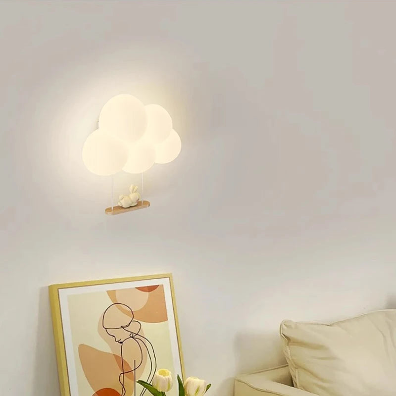 appliques murales led minimalistes singe lapin nuage pour enfants