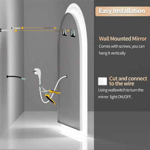 miroir LED intelligent avec affichage température heure et antibuée