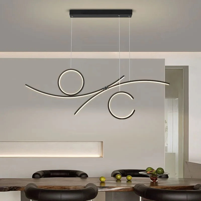 plafonnier led moderne design ondulé pour intérieur tendance 2024 - vue 7 sur 8