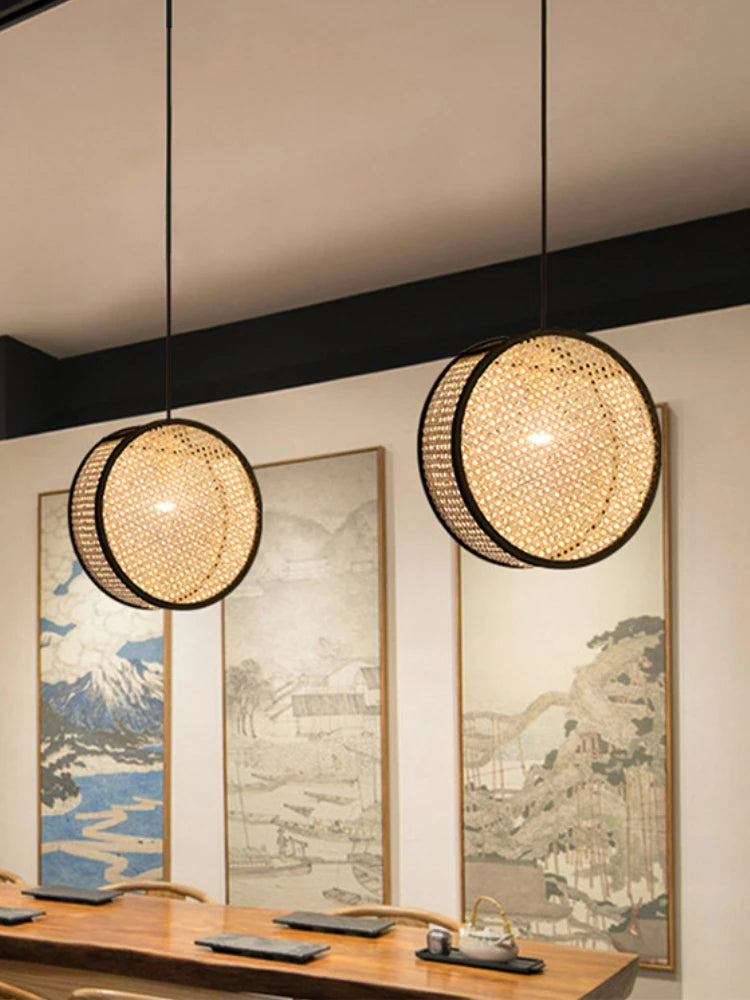 lustre créatif en rotin tissé pour décoration intérieure élégante - vue 3 sur 9