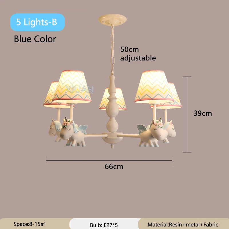 lustre licorne dessin animé pour chambre d'enfant suspendu - vue 8 sur 24