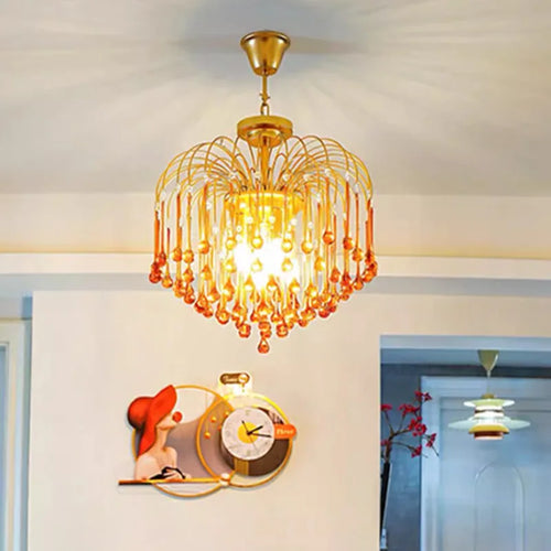lustre suspendu rétro en verre marron élégant et moderne - vue 2 sur 9