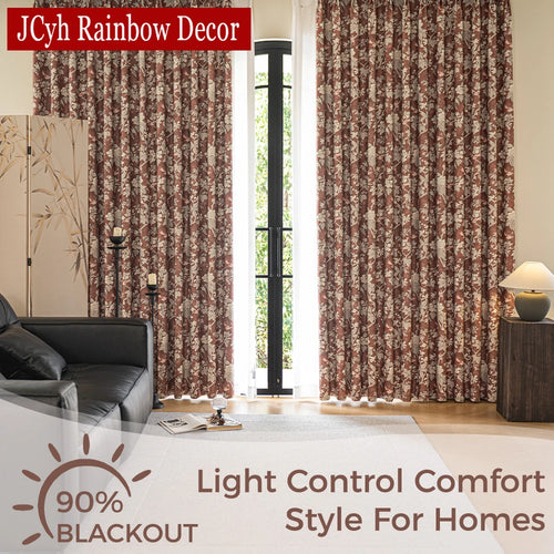 Rideau occultant motif oiseaux style nature chambre salon