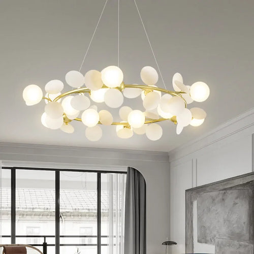 lustre moderne en verre design raisin doré luminaires suspendus - vue 6 sur 18