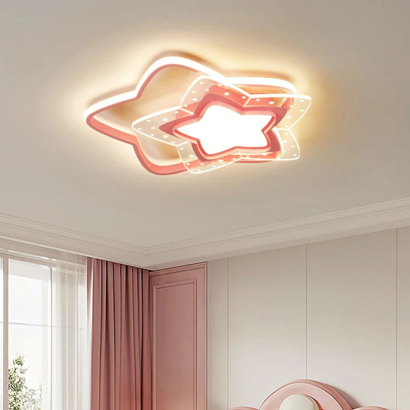 plafonnier led étoile rose moderne pour chambre d'enfant - vue 5 sur 11