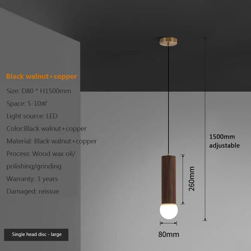 suspension noyer lustre chinois barre tête lampes - vue 11 sur 13