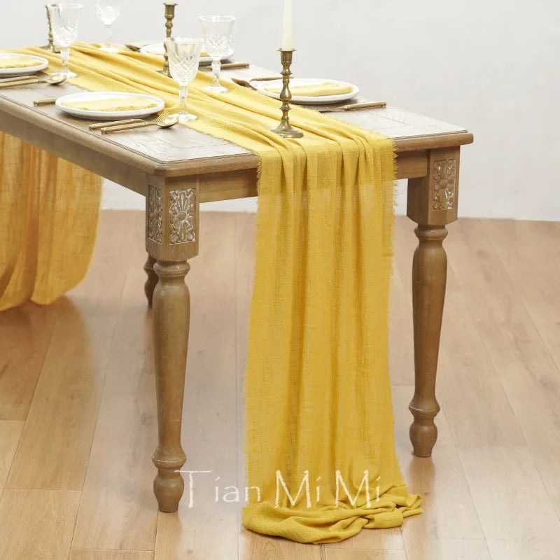 Chemin de table coton gaze bohème mariage fête