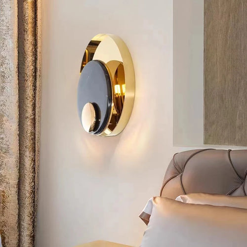 applique murale led en métal et marbre design nordique - vue 2 sur 8