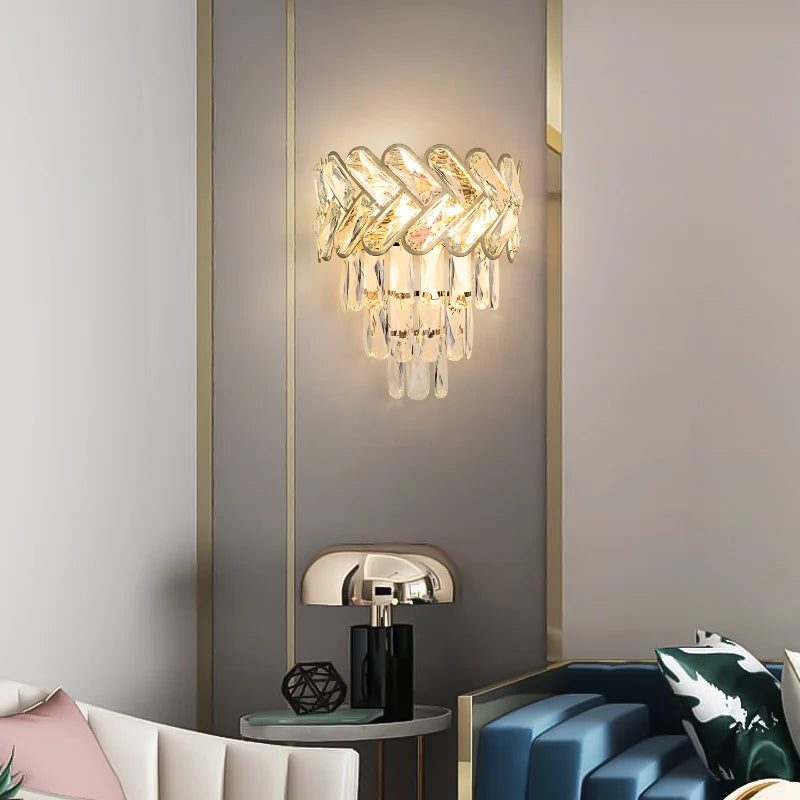 applique murale led en cristal et acier inoxydable pour intérieur moderne - vue 4 sur 18