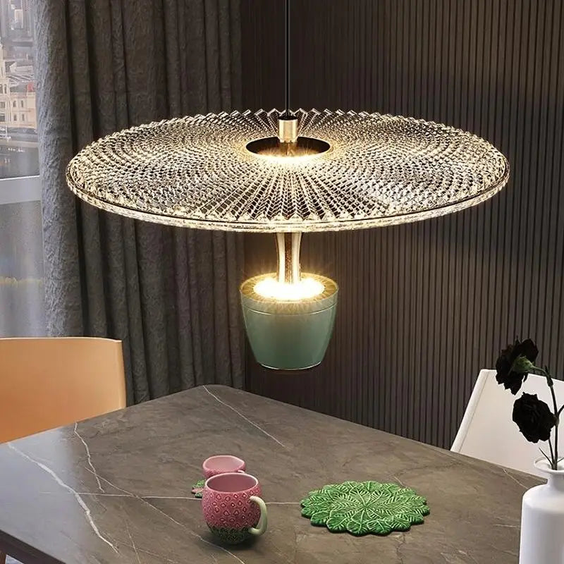 suspension led ronde en acrylique avec cordon réglable - vue 6 sur 9