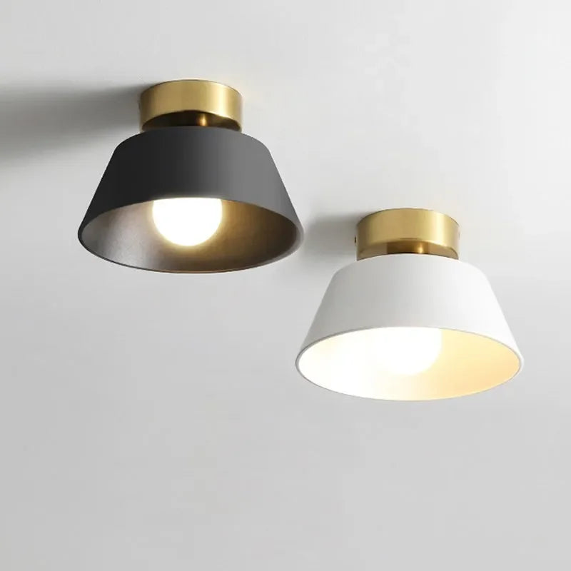 plafonnier led rétro en fer rond avec abat-jour