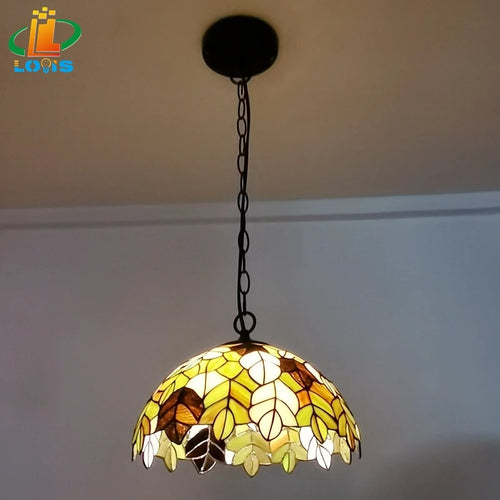 suspension en verre d'art style européen feuille d'érable pour restaurant - vue 3 sur 6