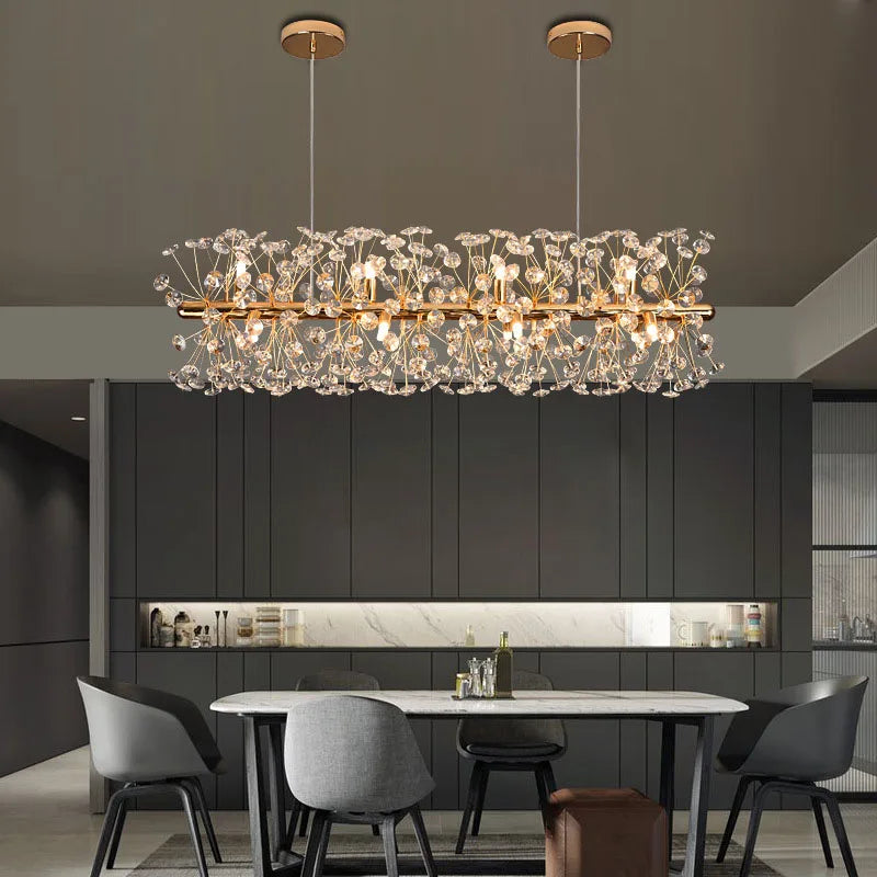 lustre rond à led en cristal pissenlit décoration élégante et lumineuse - vue 3 sur 12